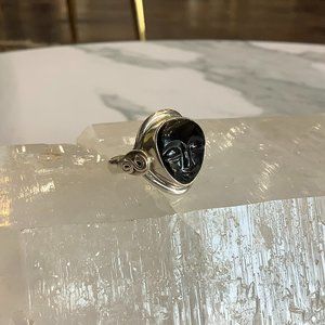Sterling Silver Onyx Face Ring